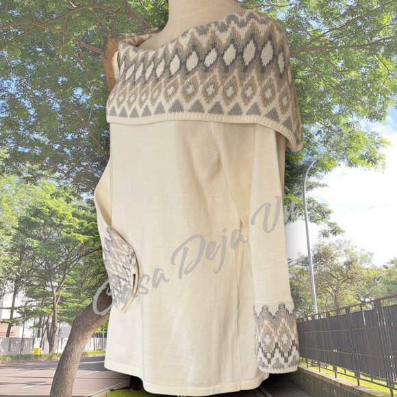 Retro Westport Cowl Off the Shoulder Thick Warm Long Sleeve Bell Sweater - Picture 7 of 12